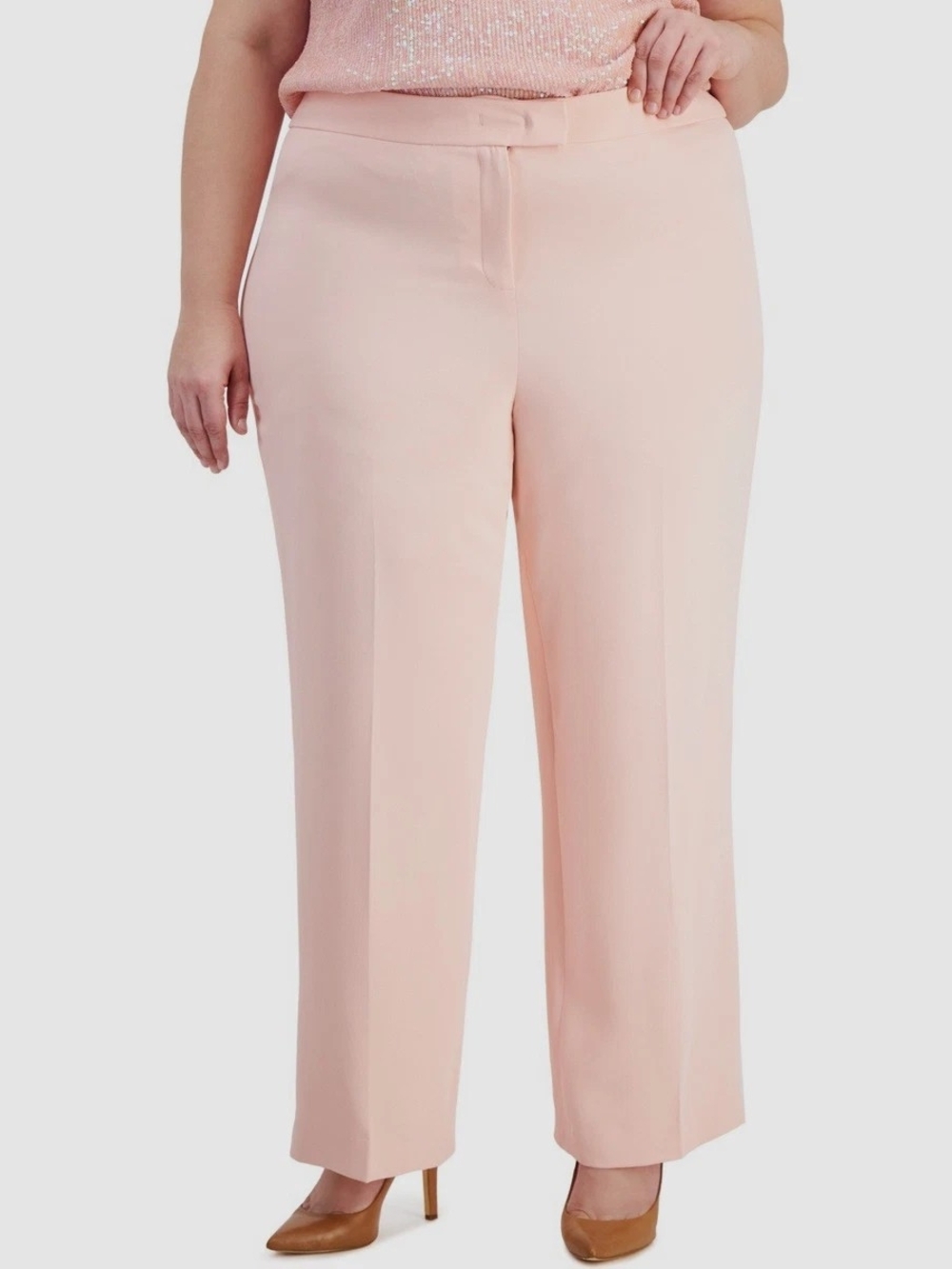 NWOT Plus Size Wide-Leg Dress Pants in Blush Pink